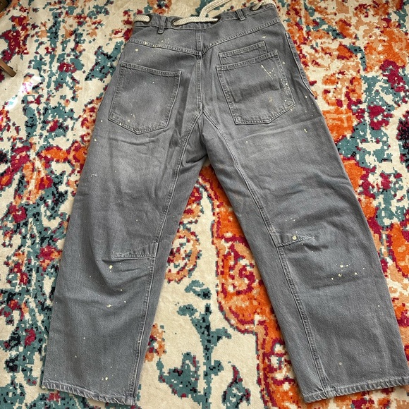 Free People Gray Button-Fly Jeans with Rope Drawstring - Picture 3 of 3